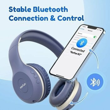 Auscultadores on-ear sem fios EarFun K2L kid headphones blue Blue - 8