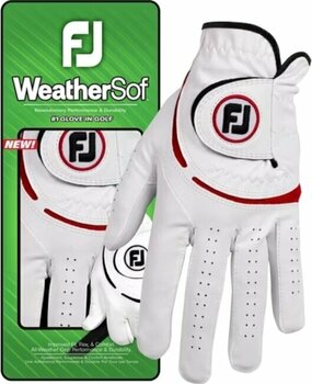 Gloves Footjoy Weathersof Mens Golf Glove Regular LH White/Red L 2024 - 3