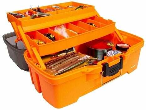 Angelbox Plano Two-Tray Tackle Box 4 Medium Trans Smoke Orange - 2