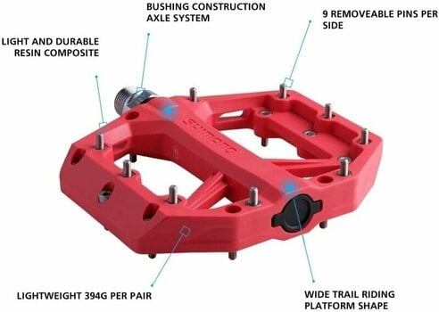 Flat pedals Shimano PD-GR400 Flat Pedal Red Flat pedals - 6