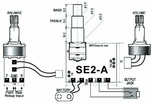 Tonabnehmer für E-Bass Artec SE-2A - 2
