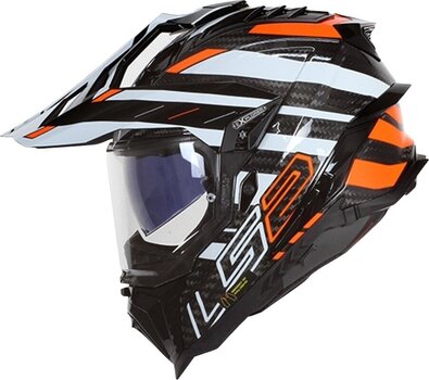 Helmet LS2 MX701 Explorer Carbon Edge Black/Fluo Orange 3XL Helmet - 3