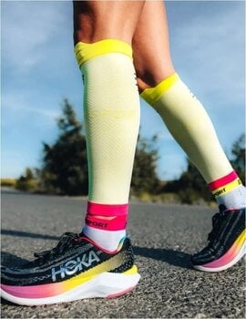 Calf covers for runners Compressport R2 Oxygen White/Safety Yellow/Neon Pink T2 Calf covers for runners - 3