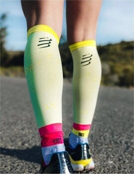 Calf covers for runners Compressport R2 Oxygen White/Safety Yellow/Neon Pink T2 Calf covers for runners - 4