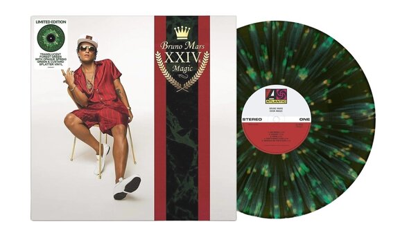 Disque vinyle Bruno Mars - 24K Magic (Translucent Forest Green with Opaque Spring Green and Custard Splatter Coloured) (LP) - 2