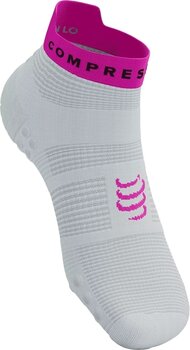 Løbestrømper Compressport Pro Racing Socks V4.0 Run Low White/Safety Yellow/Neon Pink T3 Løbestrømper - 2