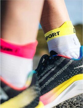 Hardloopsokken Compressport Pro Racing Socks V4.0 Run Low White/Safety Yellow/Neon Pink T3 Hardloopsokken - 3