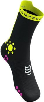 Calcetines para correr Compressport Pro Racing Socks V4.0 Trail Black/Safety Yellow/Neon Pink T2 Calcetines para correr - 2