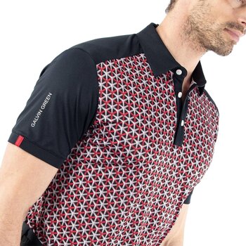 Polo Galvin Green Mio Mens Breathable Short Sleeve Shirt Red/Black M - 3