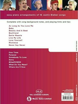 Notes Hal Leonard Europe Really Easy Piano: Justin Bieber Notes - 2
