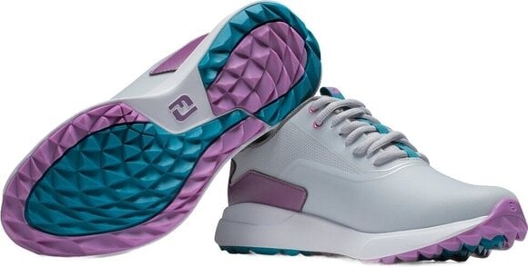 Calçado de golfe para mulher Footjoy Performa Womens Golf Shoes Grey/White/Purple 36,5 - 6