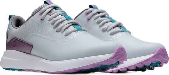 Calçado de golfe para mulher Footjoy Performa Womens Golf Shoes Grey/White/Purple 37 - 5
