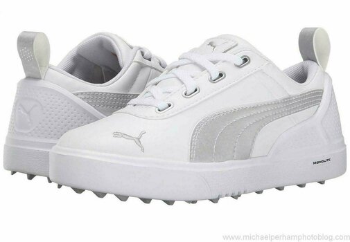 Chaussures de golf junior Puma MonoliteMini Junior Chaussures de Golf White/Silver UK 5 - 3