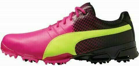 Heren golfschoenen Puma Titantour Ignite Mens Golf Shoes Pink/Yellow/Black UK 13 - 4