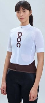 Odzież kolarska / koszulka POC Essential Road Women's Logo Jersey Golf Hydrogen White/Axinite Brown S - 3