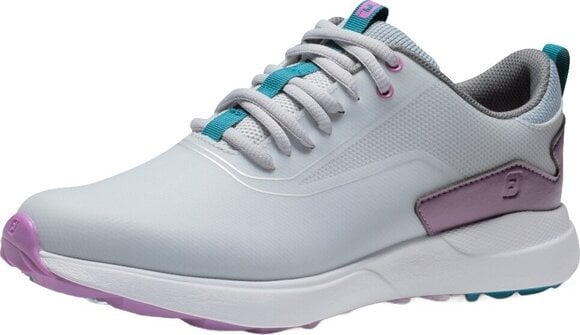 Chaussures de golf pour femmes Footjoy Performa Womens Golf Shoes Grey/White/Purple 36,5 - 8