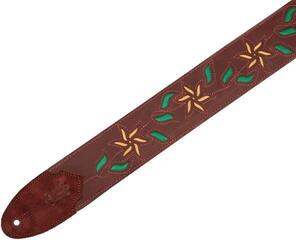 Guitar strap Levy's Leather Flowering Vine Burgundy Guitar strap - 1