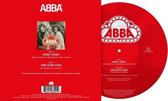 Vinyl Record Abba - 7-Honey Honey (English) / King Kong Song (Picture Disc) (Limited Edition) (Anniversary) (7" Vinyl) - 3