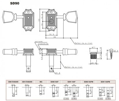 Gitár hangolókulcs Gotoh SD90-SL-L3+R3-N - 4