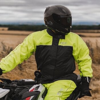 Motorcycle Rain Jacket Oxford Rainseal Over Jacket Black/Fluo 2XL - 14