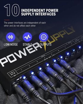 Napájecí adaptér Donner EC812 DP-1 10 Isolated Output Guitar Effect Pedals Power Supply - 3