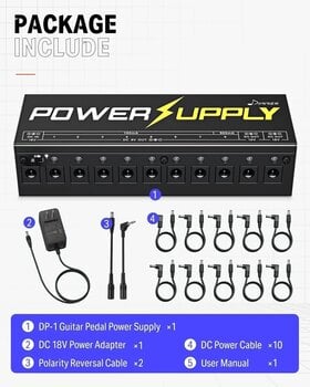 Napájací adaptér Donner EC812 DP-1 10 Isolated Output Guitar Effect Pedals Power Supply - 7