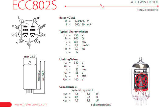 Lampes pour amplificateurs JJ Electronic ECC 802 S GP - 2
