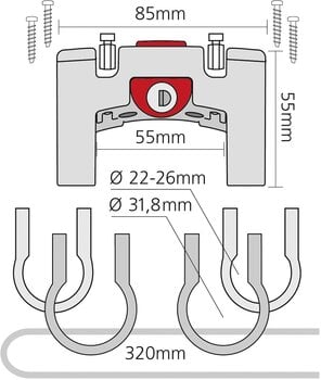 Saco para bicicletas KLICKfix Handlebar Adapter Universal with Lock Black/Red - 2
