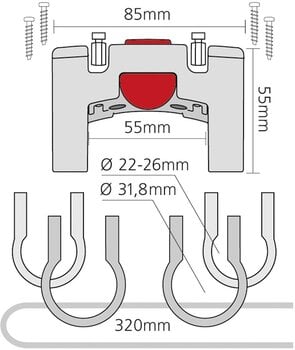 Cyklistická taška KLICKfix Handlebar Adapter Universal Black/Red - 2
