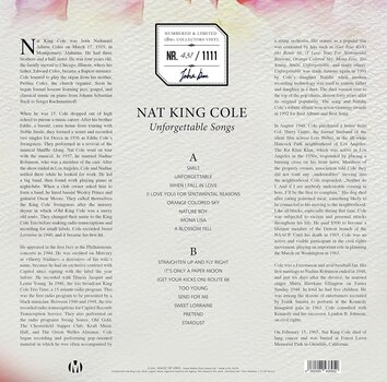 Schallplatte Nat King Cole - Unforgettable Songs (Limited Edition) (Numbered) (Blue Marbled Coloured) (LP) - 5