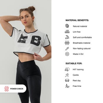 Fitness T-Shirt Nebbia Oversized Crop Top Game On White S Fitness T-Shirt - 8