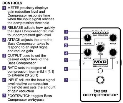 Bassguitar Effects Pedal Dunlop MXR M87B Bass Compressor Blackout Series - 6