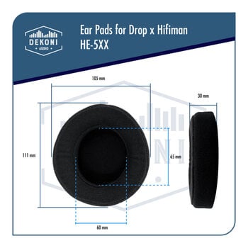 Ušesne blazinice za slušalke Dekoni Audio EPZ-HE5XX-ELVL Ušesne blazinice za slušalke Črna - 9