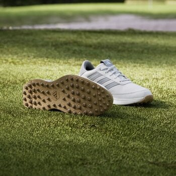 Calçado de golfe júnior Adidas S2G Spikeless 24 Junior Golf Shoes White/Halo Silver/Gum 36 2/3 - 3