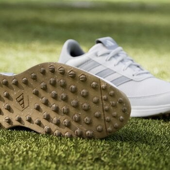 Calçado de golfe júnior Adidas S2G Spikeless 24 Junior Golf Shoes White/Halo Silver/Gum 36 2/3 - 8