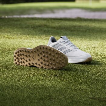 Calçado de golfe júnior Adidas S2G Spikeless 24 Junior Golf Shoes White/Halo Silver/Gum 38 2/3 - 3