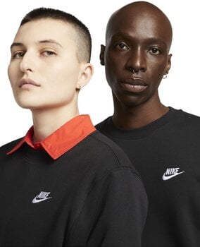 Fitness Sweatshirt Nike Club Crew Mens Fleece Black/White L Fitness Sweatshirt - 9