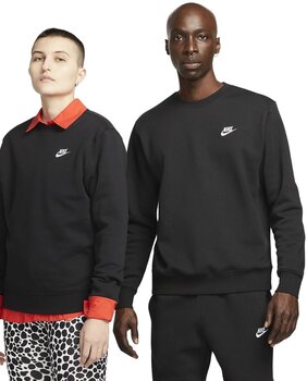 Fitness-sweatshirt Nike Club Crew Mens Fleece Black/White S Fitness-sweatshirt - 7