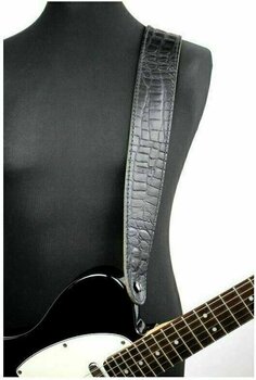 Leather guitar strap Richter Raw II Contour Croc Black - 2