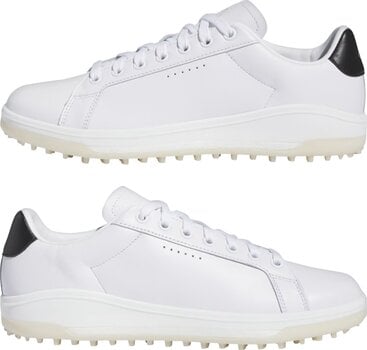 Golfsko til mænd Adidas Go-To Spikeless 2.0 Mens Golf Shoes White/Core Black/Aluminium 42 - 5