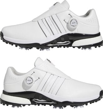Calçado de golfe para homem Adidas Tour360 24 BOA Boost Mens Golf Shoes White/Cloud White/Core Black 42 2/3 - 5
