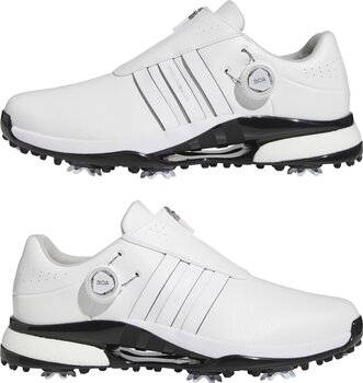 Calçado de golfe para homem Adidas Tour360 24 BOA Boost Mens Golf Shoes White/Cloud White/Core Black 46 - 5