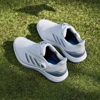 Chaussures de golf pour hommes Adidas Solarmotion BOA 24 Spikeless Mens Golf Shoes White/Silver Metallic/Blue Burst 42 - 7