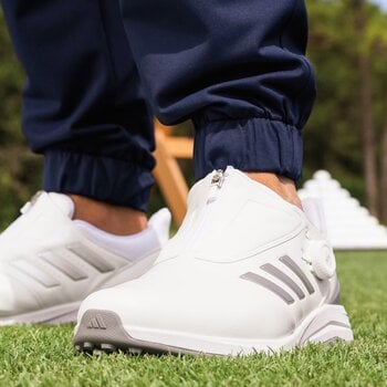 Calçado de golfe para homem Adidas Solarmotion BOA 24 Spikeless Mens Golf Shoes White/Silver Metallic/Blue Burst 42 - 11