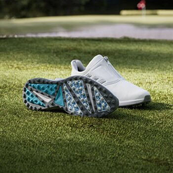 Pánské golfové boty Adidas Solarmotion BOA 24 Spikeless Mens Golf Shoes White/Silver Metallic/Blue Burst 42 2/3 - 3