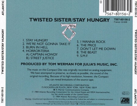 CD muzica Twisted Sister - Stay Hungry (Repress) (CD) - 9