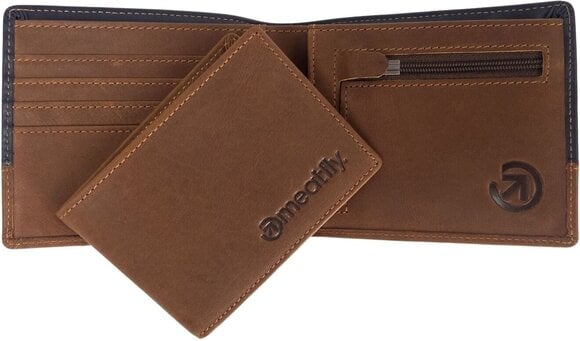 Peňaženka, crossbody taška Meatfly Eddie Premium Leather Wallet Navy/Brown Peňaženka - 4