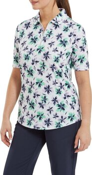 Polo Shirt Footjoy 1/2 Zip Floral Print Lisle Lavender/Mint/Navy M - 3