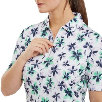 Camiseta polo Footjoy 1/2 Zip Floral Print Lisle Lavender/Mint/Navy M - 5