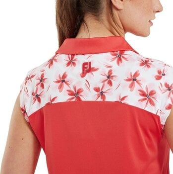 Polo Shirt Footjoy Blocked Floral Print Lisle Red M - 5